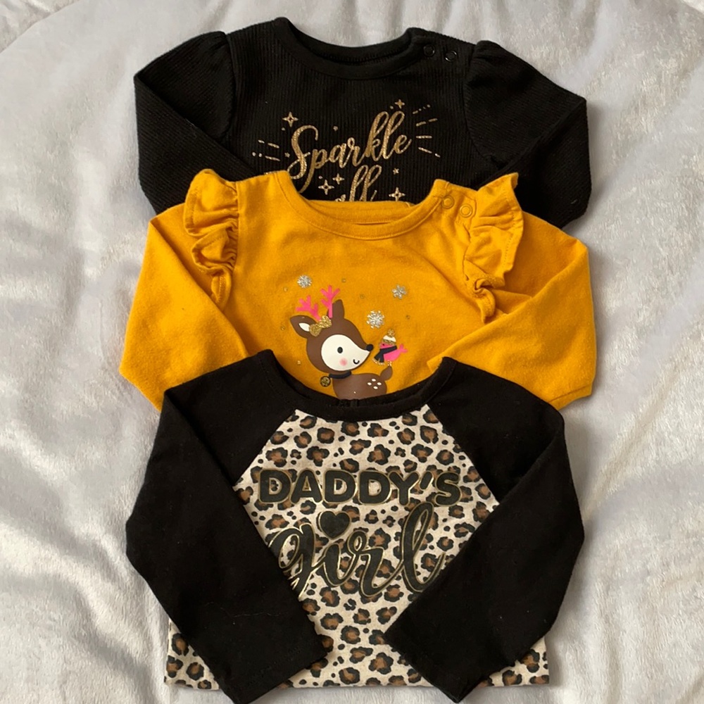 Girls set of 3 long sleeve onesies- size 12m